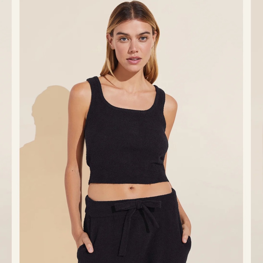 Eberjey Black Fitted Crop Tank Top